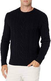 Photo 1 of Amazon Essentials Men's Long-Sleeve 100% Cotton Fisherman Cable Crewneck Sweater
