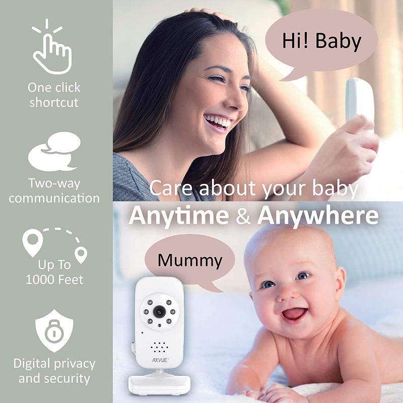 Photo 4 of Video Baby Monitor with Digital Camera HR Screen 1000ft Range Long Life Battery Secured Wireless Privacy, 2.4GHz Wireless Technology, 2-Way Talk, Night Vision.
