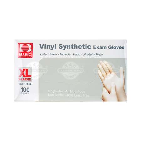 Photo 1 of Basic Extra Large Vinyl Synthetic Exam Gloves - 100 ct SIZE XL