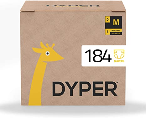 Photo 1 of DYPER | Responsibly Sourced Bamboo Baby Diapers | Ink Free, Soft + Durable | Medium | 13-22 lbs | 184 Count