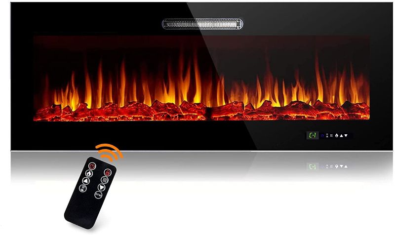 Photo 1 of BEYOND BREEZE 50 Inches Electric Fireplace, Wall Mounted and Recessed Fireplaces Inserts with Adjustable Flame Color, Log and Crystals 9 Color Combinations, 