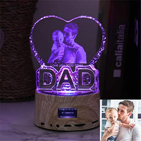 Photo 1 of 3D Night Light Personalized Bluetooth Music Light Laser Etching Picture & Text Custom Photo Light Christmas for Women(DAD 5.6 ''X3.5 ''in)
