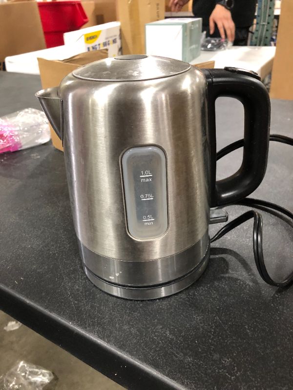 Photo 2 of Amazon Basics Stainless Steel Fast, Portable Electric Hot Water Kettle for Tea and Coffee, 1.7-Liter, Silver