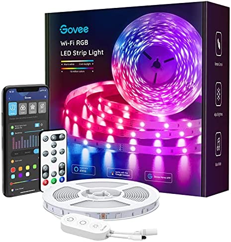 Photo 1 of Govee Smart LED Strip Lights, Wi-Fi LED Light Strip with App and Remote Control, Works with Alexa and Google Assistant, Music Sync RGB Lights for Bedroom, Kitchen, TV, Party
