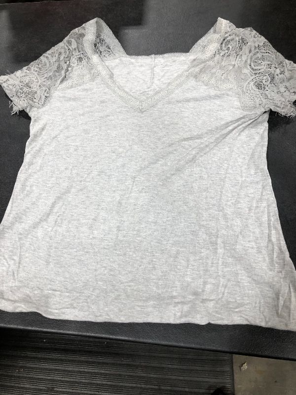 Photo 1 of grey shirt with lace on top 
size Large