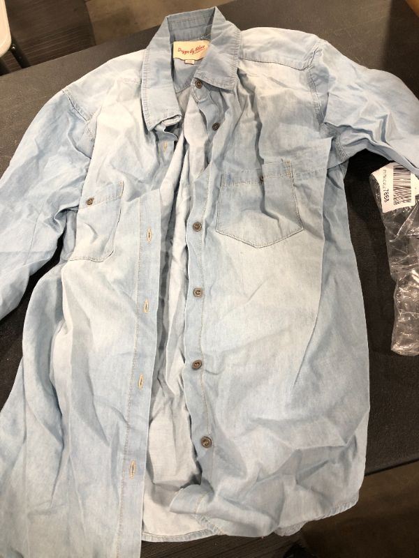 Photo 2 of Design by Olivia Women's Classic Long/Roll Up Sleeve Button Down Denim Chambray Shirt
SIZE- 3XL