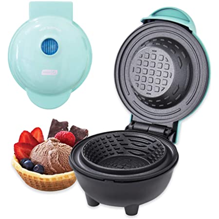 Photo 1 of Dash Mini Waffle Bowl Maker for Breakfast, Burrito Bowls, Ice Cream and Other Sweet Deserts, Recipe Guide Included - Aqua
