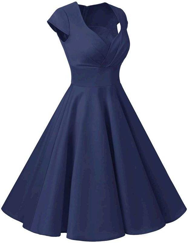 Photo 1 of Bbonlinedress Women Short 1950s Retro Vintage Cocktail Party Swing Dresses Navy L
