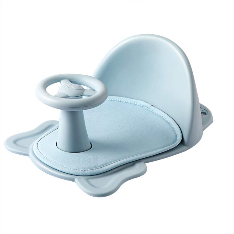 Photo 1 of Maioli Baby Bath Seat Soft Support (Blue) Non-Slip Infants Baby Bath Chair- Soft Mat Backrest Suction Cups for Stability Recommended for Ages 6-12 Months
