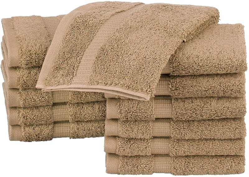 Photo 1 of Amazon Brand – Pinzon Organic Cotton Bathroom Washcloths, Set of 12, Latte Tan
