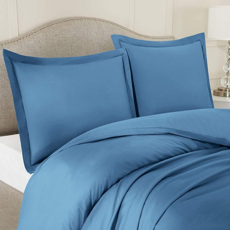 Photo 1 of Clara Clark Duvet Cover Ultra Soft Double Brushed Microfiber - Comforter Cover with Button Closure and 2 Pillow Shams, Blue Heaven, Queen - 90"x90"
