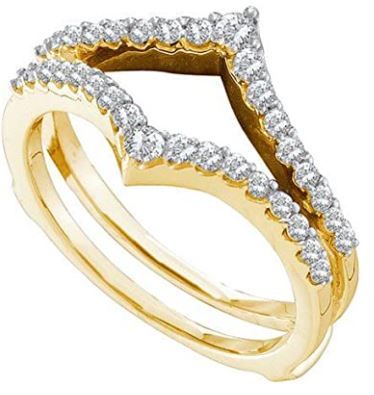 Photo 1 of DAZZLINGROCK COLLECTION 047 CARAT CTW 14K ROUND WHITE DIAMOND LADIES FASHION ENHANCER GUARD WEDDING BAND 12 CT YELLOW GOLD NO SIZE DISPLAYED