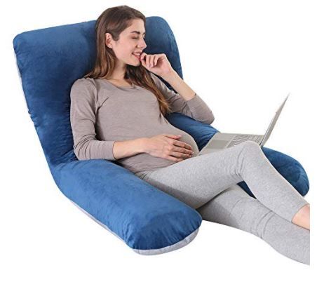 Photo 1 of CDEN Pregnancy Pillow, U Shaped Full Body Pillow 55", Maternity Pillow Support for Back, Legs, Neck, Hips for Pregnant Women with Removable Washable Velvet Cover