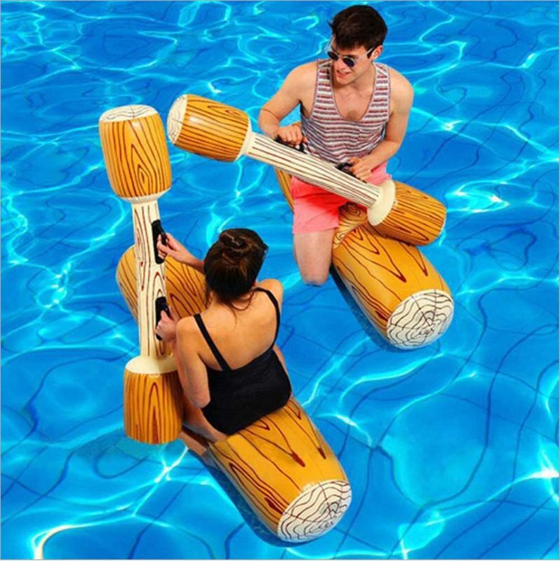 Photo 1 of 2 Pcs Set Inflatable Floating Row Toys, Adult Children Pool Party Water Sports Games Log Rafts to Float Toys (Yellow)