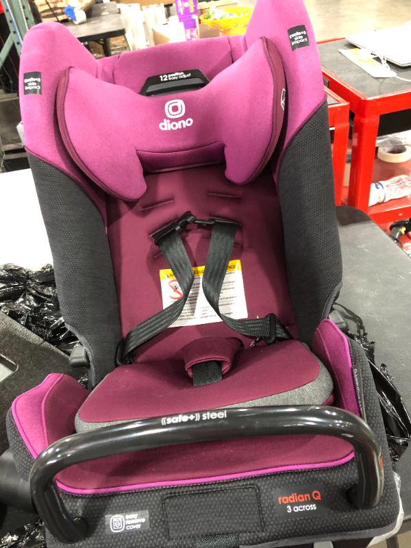 Photo 2 of Diono Radian 3QX 4-in-1 Rear & Forward Facing Convertible Car Seat | Safe+ Engineering 3 Stage Infant Protection, 10 Years 1 Car Seat, Ultimate Protection | Slim Design - Fits 3 Across, Purple Plum
