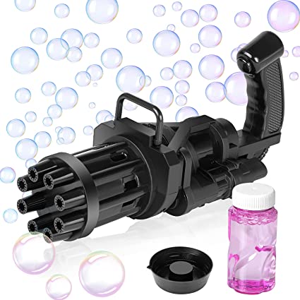 Photo 1 of Gatling Bubble Machine, Machine Gun Bubble Blower, 8-Holes Huge Amount Bubble Maker Toys Gift for Boys and Girls Summer Outdoor Activities (black)
