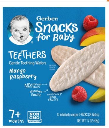 Photo 1 of (Pack of 6) Gerber Mango Raspberry Teethers Baby Snacks, 1.07 Oz, 24 Wafters
