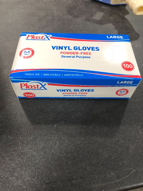 Photo 2 of 100 Count Vinyl Disposable Gloves Large Cleaning Plastic General Purpose Gloves Latex Free
