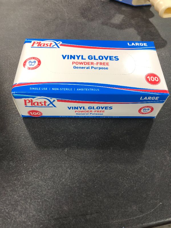 Photo 1 of 100 Count Vinyl Disposable Gloves Large Cleaning Plastic General Purpose Gloves Latex Free
