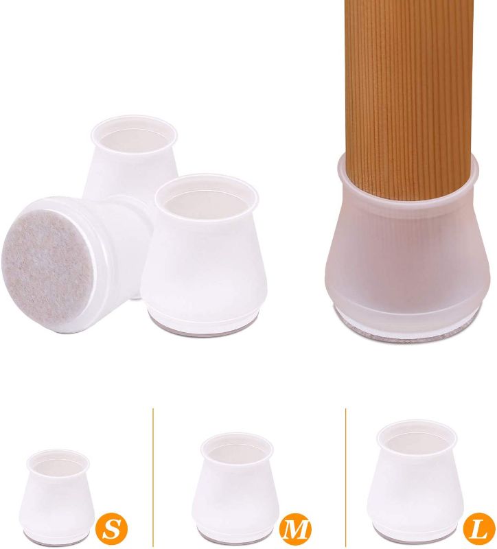 Photo 1 of AIRUJIA Furniture Silicone Protection Cover, 32Pack Round Chair Leg Floor Protectors, Chair Socks Furniture Table Feet Cups with Felt Pads Beneath,Fits 1" to 1-3/16"
