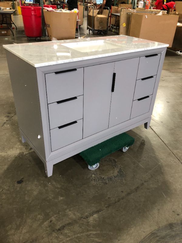 Photo 3 of Elizabeth Collection 48 in. Bath Vanity in Cashmere Grey With Vanity Top in Carrara White Marble - Vanity Only
