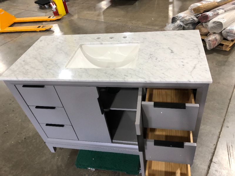 Photo 8 of Elizabeth Collection 48 in. Bath Vanity in Cashmere Grey With Vanity Top in Carrara White Marble - Vanity Only
