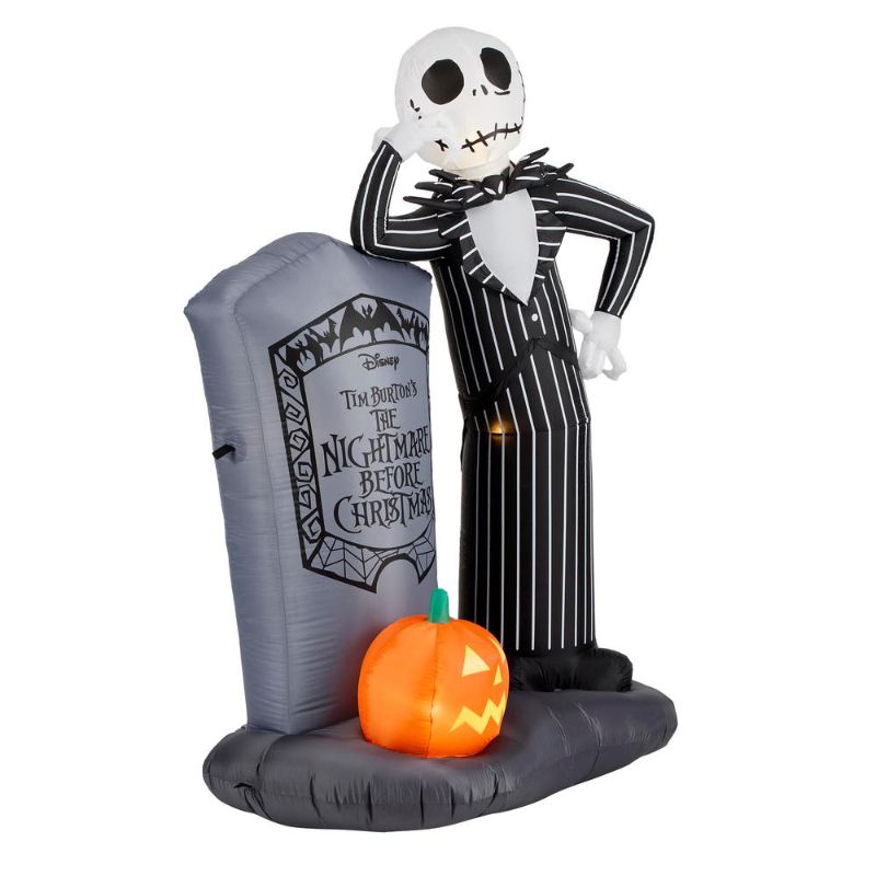 Photo 1 of 6 Ft. LED Jack Skellington with Tombstone Airblown Disney Halloween Inflatable
