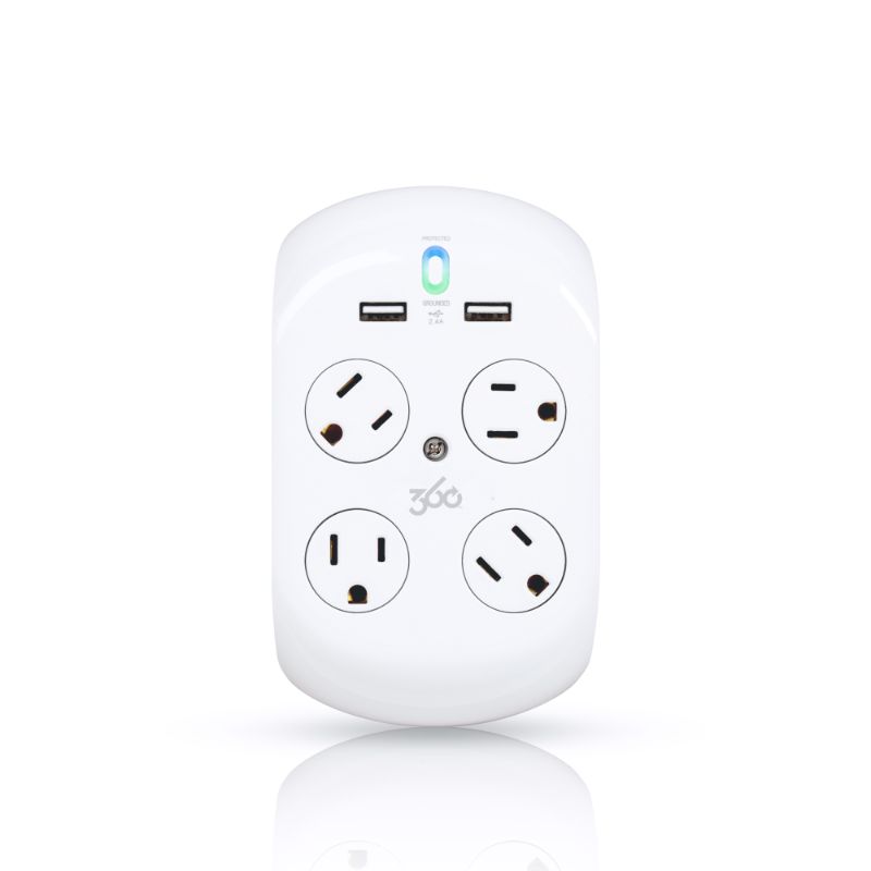 Photo 1 of 360 Electrical Revolve 2.4 4-Outlet Rotating Surge Tap with 2.4 A 2 Port USB
