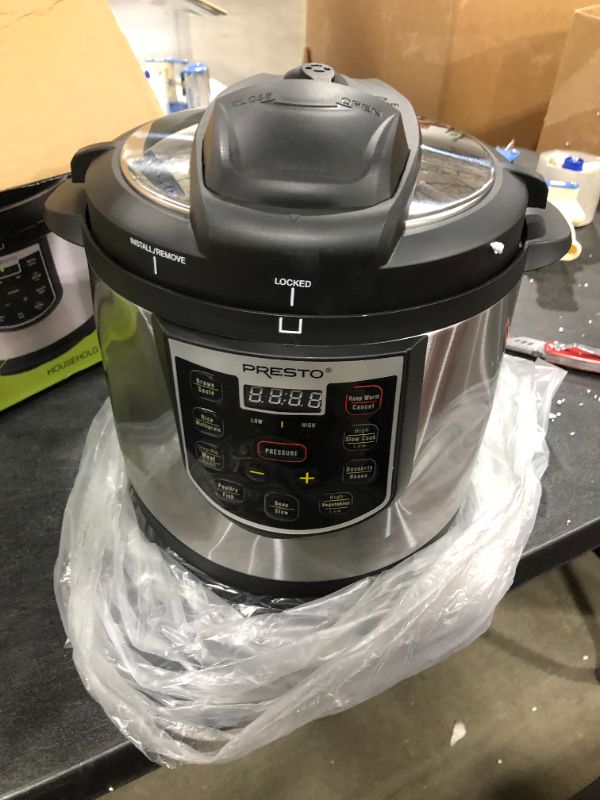 Photo 1 of 6 Qt. Black Stainless Steel Electric Pressure Cooker with Built-In Timer