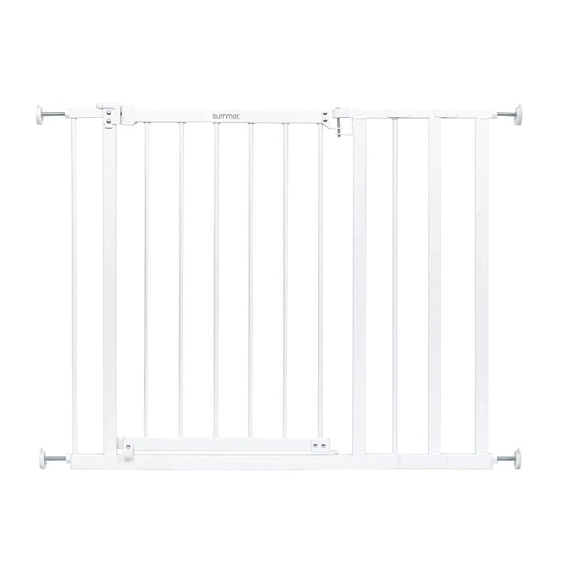 Photo 1 of Summer Everywhere Extra Wide Walk-Thru Safety Gate Safety Baby Gate, Fits Openings 28.75-39.75" Wide, Metal, for Doorways & Stairways, 30" Tall, White, One Size
