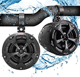 Photo 1 of Pyle PLUTV41BK 2-Way Dual Waterproof Off-Road Speakers, 4 Inch 800 Watt Marine Grade Wakeboard Tower Speakers System, Full Range Outdoor Audio Stereo Speaker for ATV, UTV, Quad, Jeep, Boat -Black
