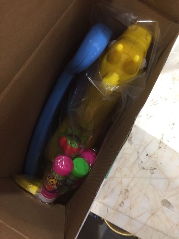 Photo 1 of Icnice Bubble Mower, Bubble Machine for Kids Toddlers Automatic Bubble Blower Anti-Leak Bubble Maker Lawn Game Include Bubble Wand Outdoor Push Toy Music Light Projector Baby Walker-5 Bubble Solution
