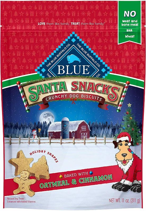 Photo 1 of Blue Buffalo Santa Snacks Oatmeal Cinnamon Crunchy Dog Treat Biscuits 11-oz Bag
