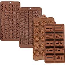 Photo 1 of 4 Pcs letter molds for chocolate, Flower Shape Silicone Molds Chocolate Candy Mold for Wedding,Festival, Birthday Party
