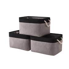 Photo 1 of Binpure Linen Storage Basket Foldable With Cotton Rope Handle Nordic Fabric Household Products Storage Box
15Lx10Wx9H black/grey