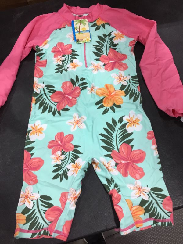 Photo 2 of BAOHULU UPF50+ Print Baby Girl Swimsuit Long Sleeve Kids Swimwear One Piece Toddler Infant Bathing Suit for Girls
size/152-158