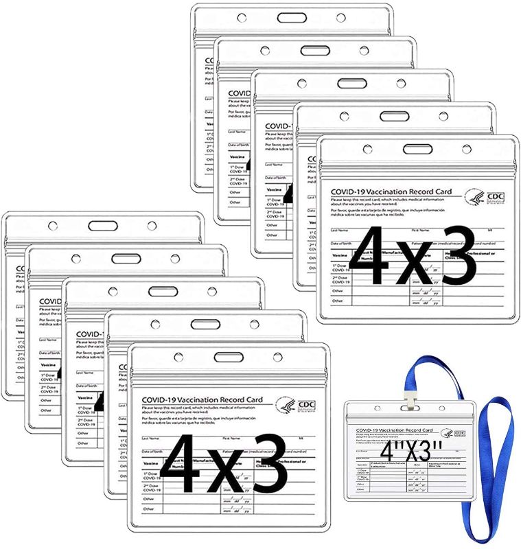 Photo 1 of 40 Pack-CDC Vaccination Card Protector 4 X 3 Inches with 3 Lanyard,Immunization Record Vaccination Cards Holder Clear Vinyl Plastic Sleeve 3 X 4 with Waterproof Type Resealable Zip 
