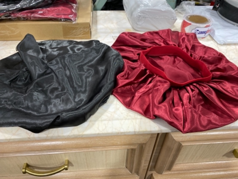 Photo 1 of Maroon and black large silk bonnets, Pack of two 