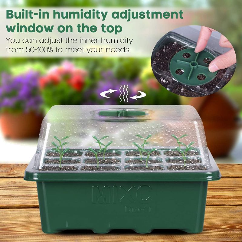 Photo 1 of 10 Packs Seed Starter Tray Seed Starter Kit with Humidity Dome (120 Cells Per Tray) Seed Starting Trays Plant Starter Kit and Base Mini Greenhouse Germination Kit for Seeds Growing Starting