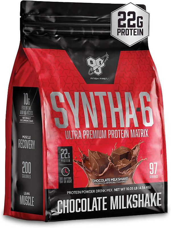 Photo 1 of BSN SYNTHA-6 Whey Protein Powder, Micellar Casein, Milk Protein Isolate Powder, Chocolate Milkshake, 97 Servings (Package May Vary) (Best By July 2023)