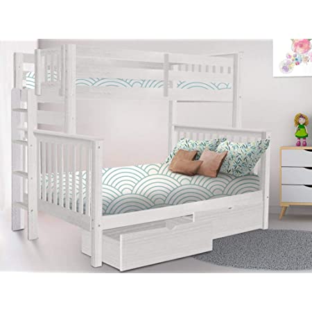 Photo 1 of Bedz King BK961EL-Brushed-White-Drawers Bunk Bed, Twin Over Full, Brushed White
