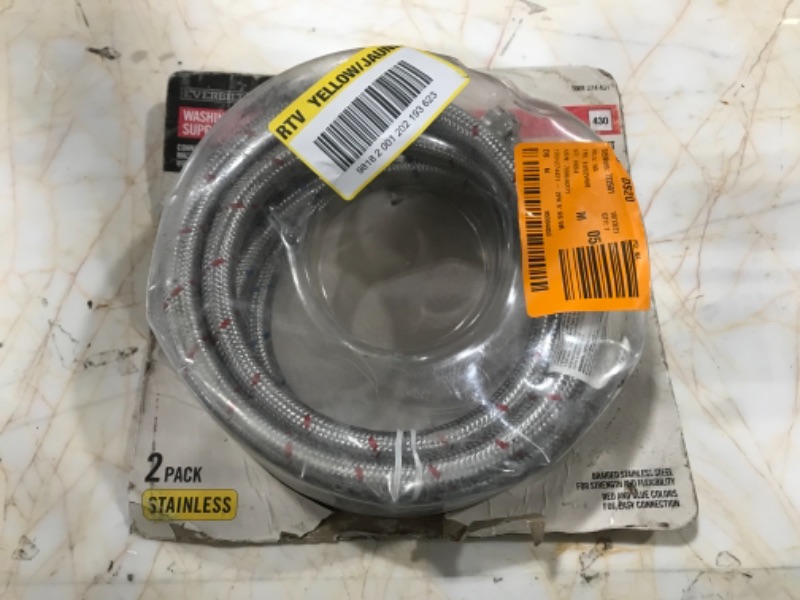 Photo 2 of 3/4 in. FIP x 3/4 in. FIP x 60 in. Stainless Steel Washing Machine Hose Set
