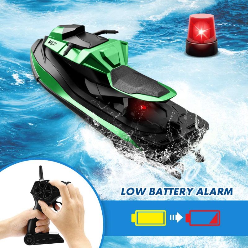 Photo 1 of 40 Mins Remote Control Boats Motorcycle for Pools and Lakes, JJRC 2.4GHz Racing Speedboat for Kids and Adults with Double Power, Low Battery Reminder, 2 Batteries RC Boat Toy(Green)
