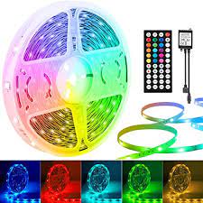 Photo 1 of Led Strip Lights 5050 RGB 150 LEDs TIK Tok Light Kit 16.4ft Waterproof Flexible Tape Lights Color Changing with 44 Keys IR Remote Controller and 12V Power Supply for Home Bedroom Kitchen (16.4ft)
