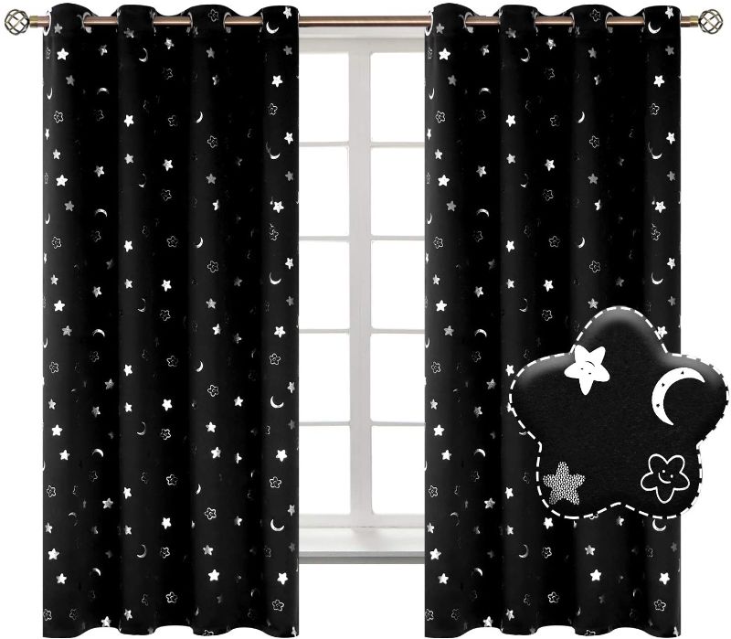 Photo 1 of  BGment Moon/Stars Kids Blackout Curtains/Grommet/Thermal Insulated 2Panels 52x63
