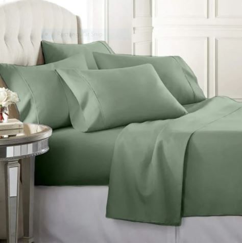 Photo 2 of 6-Piece Sage Super-Soft 1600 Series Double-Brushed Queen Microfiber Bed Sheets Set
