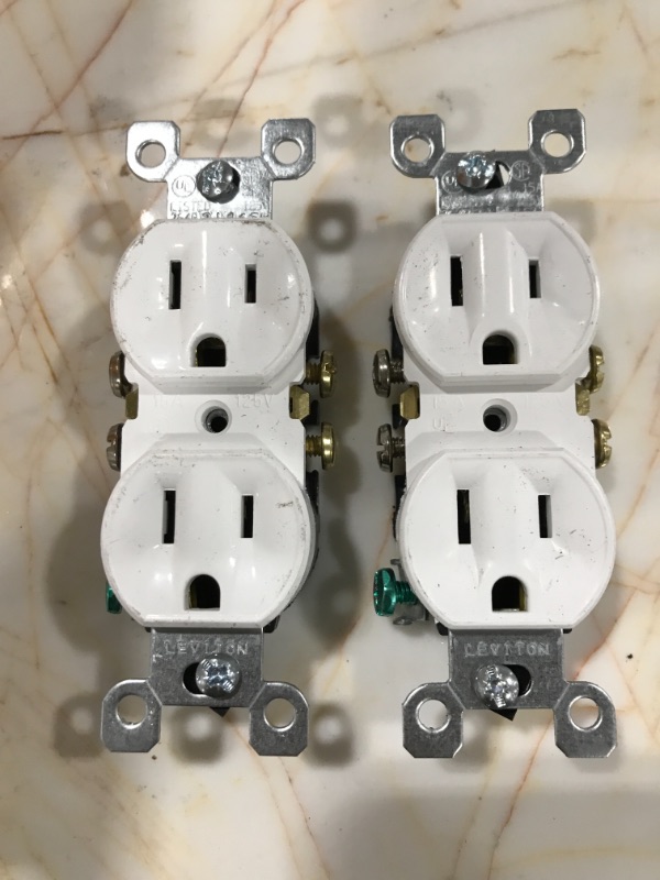 Photo 2 of 15 Amp Residential Grade Grounding Duplex Outlet, White (10-Pack)
