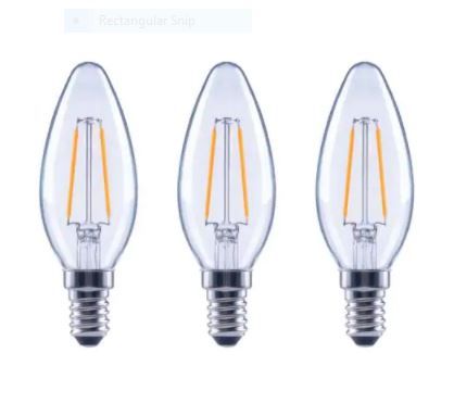 Photo 1 of 25-Watt Equivalent B11 Candle Dimmable ENERGY STAR Clear Glass Filament LED Vintage Edison Light Bulb Daylight (3-Pack)
PACK OF TWO 