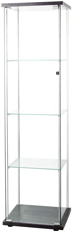 Photo 1 of 4 Tier Shelf Glass Door Cabinet in Clear with Door, Curio Cabinet Collection Display Case for Home Office, Floor Standing Bookshelf Corner Cabinet for Book, Toys, Glory, Showcase
