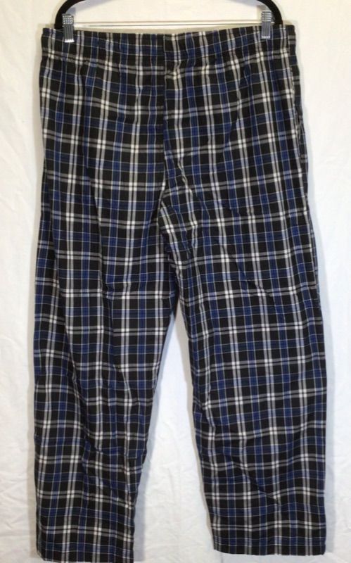 Photo 1 of Men's Pajama Pants by Fruit of the Loom- Plaid Blue and Black- Size Large 36-38